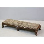 Early 20th century Mahogany Long Footstool with Drop In Upholstered Seat raised on Six Cabriole Legs