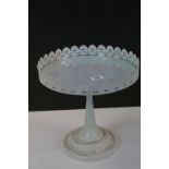 Metal Cake Stand with Mirrored Plate and Pierced Gallery Sides, 34cms diameter x 33cms high