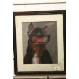 Darkwood Framed Oil Painting Study of a Fighting Dog