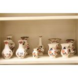 Ten small Mason's ironstone Vases, all in "Mandalay" pattern