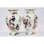 Large pair of Mason's Ironstone ceramic Balluster vases in "Mandalay" pattern and standing approx