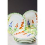 1920's / 30's Cauldon China Coffee Set, each piece hand painted with flowers, including Coffee