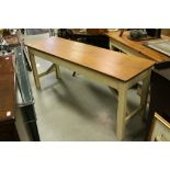 Vintage Part Painted Oak Trestle Type Table