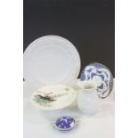 Collection of Ceramics including 19th century Parian Ware Plate possibly Copeland, Victorian