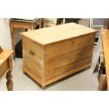 19th century Pine Blanket Box with fitted candle box to the interior, 107cms long x 56cms deep x