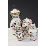 Four Mason's ' Mandalay ' Lidded Jars, ranging from 43cms to 23cms high