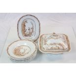 Collection of Early 20th century ' Furnivals Quail ' Dinner Ware including 6 Bowls, Oblong Plate and