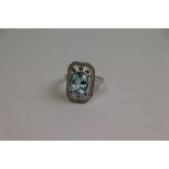 Silver CZ and Topaz Dress Ring