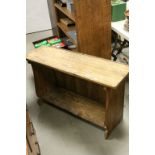 Vintage Pine Bench with Shaped Legs, Back Board and Shelf below, 100cms long x 30cms deep x 60cms