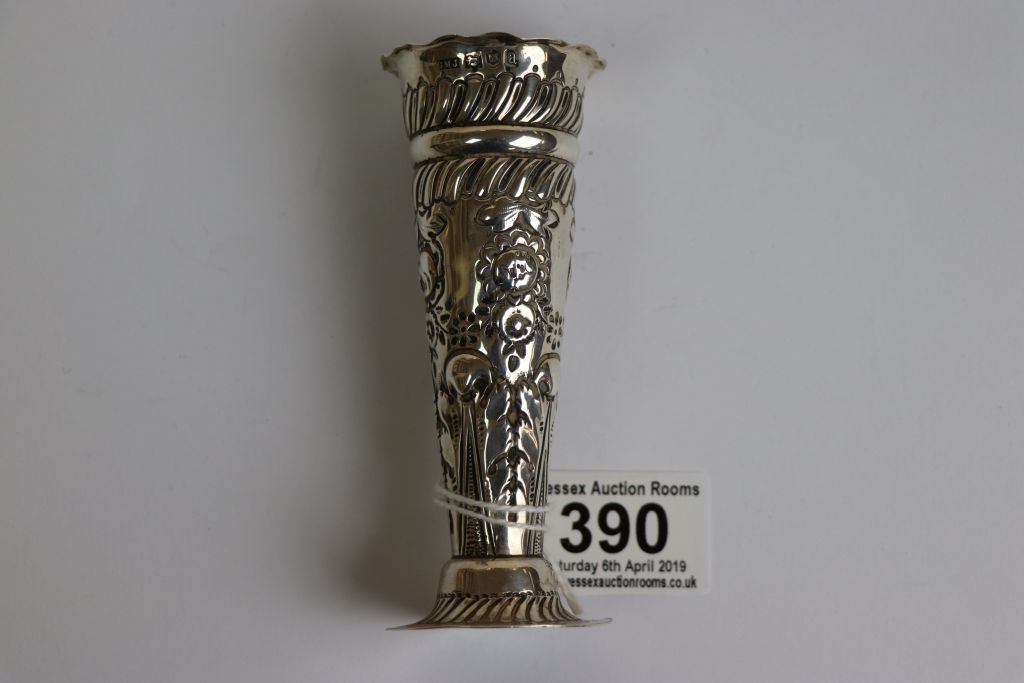 Silver Embossed Posy Vase, London 1896, George Maudley Jackson