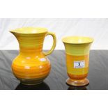 Shelley Orange Ribbed Jug and Vase