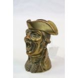 Gilt Brass novelty Inkwell with hinged "Hat" lid in the form of a Town Crier, lacks inner liner,