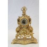 French Rococo Style Gilt Cased Mantle Clock with Key