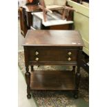 Early 20th century Oak Canteen of Cutlery Table, the Two Drawers, mostly fitted with Waring Silver