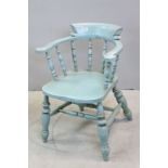 Blue Distressed Painted Captains Tub Chair