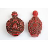 Two Cinnabar Style Lacquered Snuff Bottles