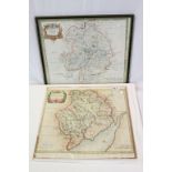 Two Robert Morden Maps (circa 1695 to 1722) - Warwickshire, Hand Coloured, Framed and Glazed -