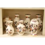 Seven Mason's Ironstone Vases, all in "Mandalay" pattern