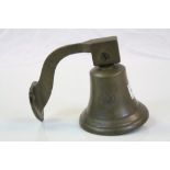 Brass Hanging Bell on Wall Bracket marked 1824, 16cms high