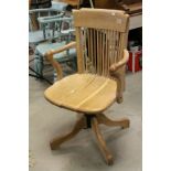 Early 20th century Oak Office Swivel Elbow Chair