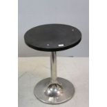 Circular Black Oak Pub / Coffee Table on Chrome Pedestal Leg, 50cms diameter