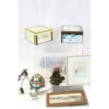 Mixed Lot comprising Christmas and other Advertising Tins, Tortoise Table Lamp, Resin Figure of a