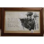 Rod Hamer 20th century Pen and Ink Illustration with Text, Portrait of a Guerilla Fighter