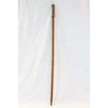 Carved Wooden Walking staff with numerous hand written Signatures to include Sherpa's, approx