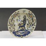 Large ' Chacon Talavera ' Spanish Pottery Bowl decorated with a 16th century Spanish Soldier in