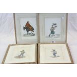 Four Watercolours depicting Peasants / Clergy at Work, 24cms x 17cms