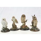 Four Country Artists models of Owls to include Barn & Tawny