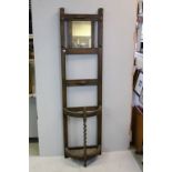 1930's / 40's Oak Hall Stick / Cloak Stand with Mirrored Back and Demi-Lune Stick Compartment with