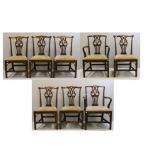 Set of Eight 19th century Mahogany Chippendale Style Dining Chairs with shaped pierced splats,