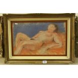 20th century Pastel Study of a Reclining Nude Female