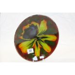 Large Poole Pottery dish with Pansy design and marked to base "Poole Studio England", approx 26.