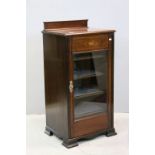 Edwardian Mahogany Inlaid Music Cabinet with Single Glazed Door opening to reveal Four Shelves,