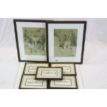 Two Framed and Glazed Cecil Aldin Dog Prints together with Five Framed and Glazed Boris O'Klein