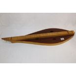 Wooden Three String Dulcimer Musical Instrument with label to back ' Space Ward, Cambridge '