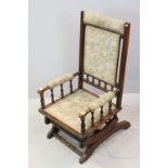 Late Victorian American Rocking Chair with Floral Upholstery