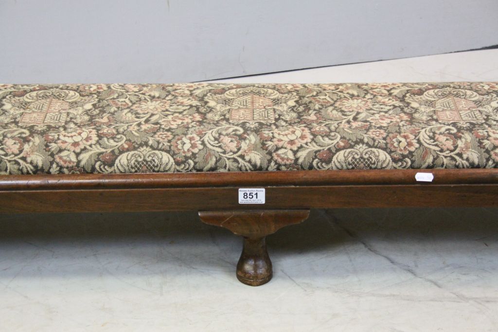 Early 20th century Mahogany Long Footstool with Drop In Upholstered Seat raised on Six Cabriole Legs - Image 3 of 4