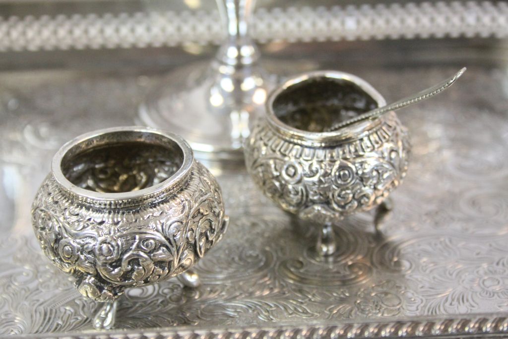 Collection of white metal & vintage Silver plate to include teaset, goblets etc - Image 3 of 4