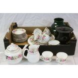 Royal Worcester ' Royal Garden ' Tea Service including Tea Pot, Milk Jug, Sugar Bowl, Cake Plate,