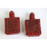 Two Cinnabar Style Lacquered Snuff Bottles