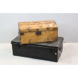 19th century Domed Top Trunk with Drop Ring Handles, 68cms wide x 34cms together with a 19th century
