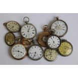 Collection of pocket watches to include half hunter and open face, top wind and key wind,