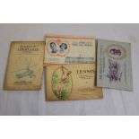 Cigarette card albums comprising Aeroplanes (civil), Tennis, Our King and Queen and the Reign of