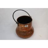 Vintage Hammered Effect Copper and Metal Handle Cooking Pot