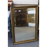 Gilt Effect Framed Rectangular Mirror with Bevelled Edge, 105cms x 74cms