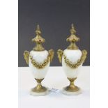 Two Antique Marble and Ormolu Garnitures with Bacchus Style Masks