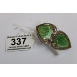 Art Nouveau Green Guilloche Enamel Belt Buckle